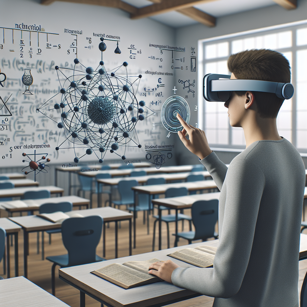 "Augmented Reality technology enhancing interactive learning experiences in education, showcasing students using AR devices in a classroom setting."